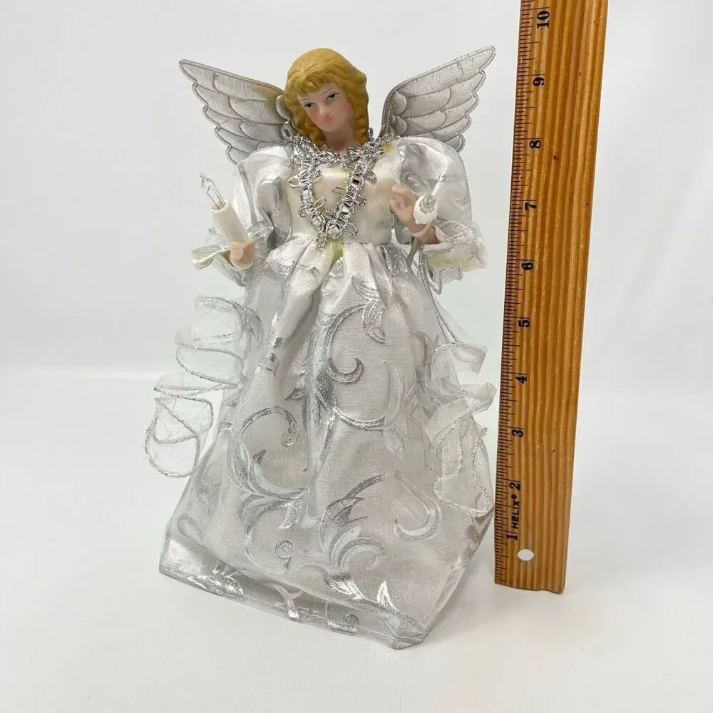 Ashland Christmas Lighted Corded Angel Tree Topper White Silver Decoration